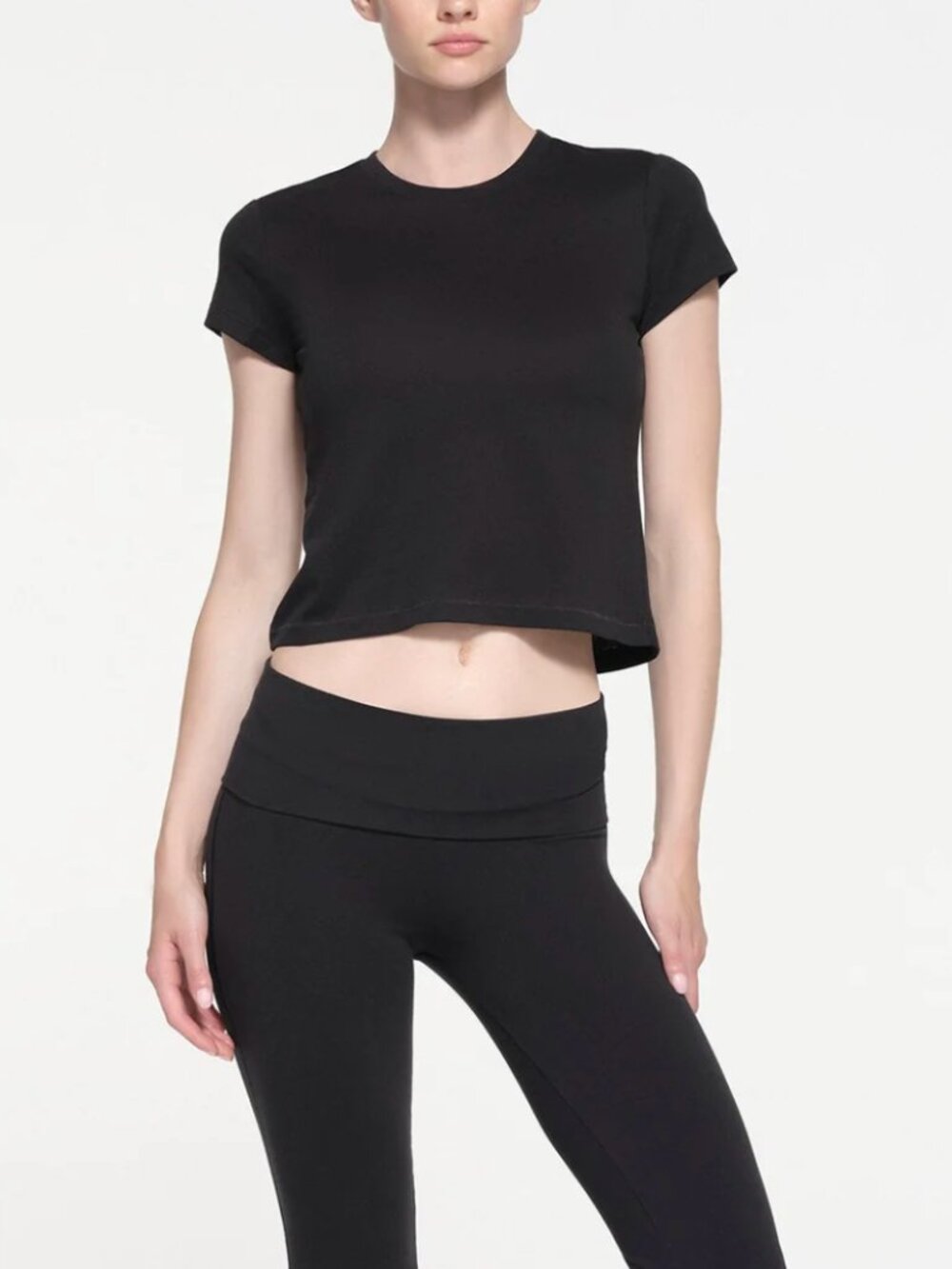 Skims Relaxed Tees Shrunken T-Shirt in Black